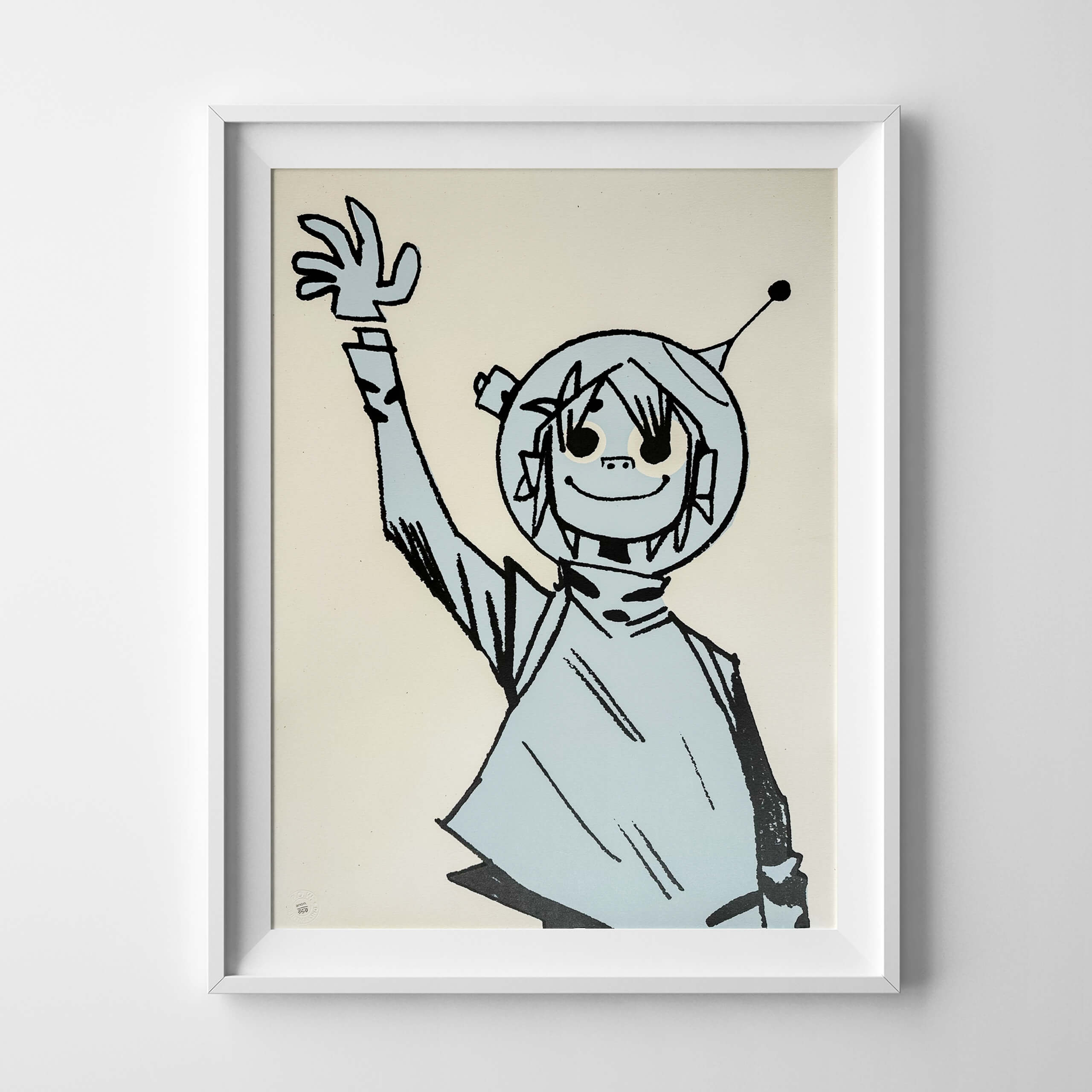 jamie-hewlett-gorillaz-2D-screen-print-framed