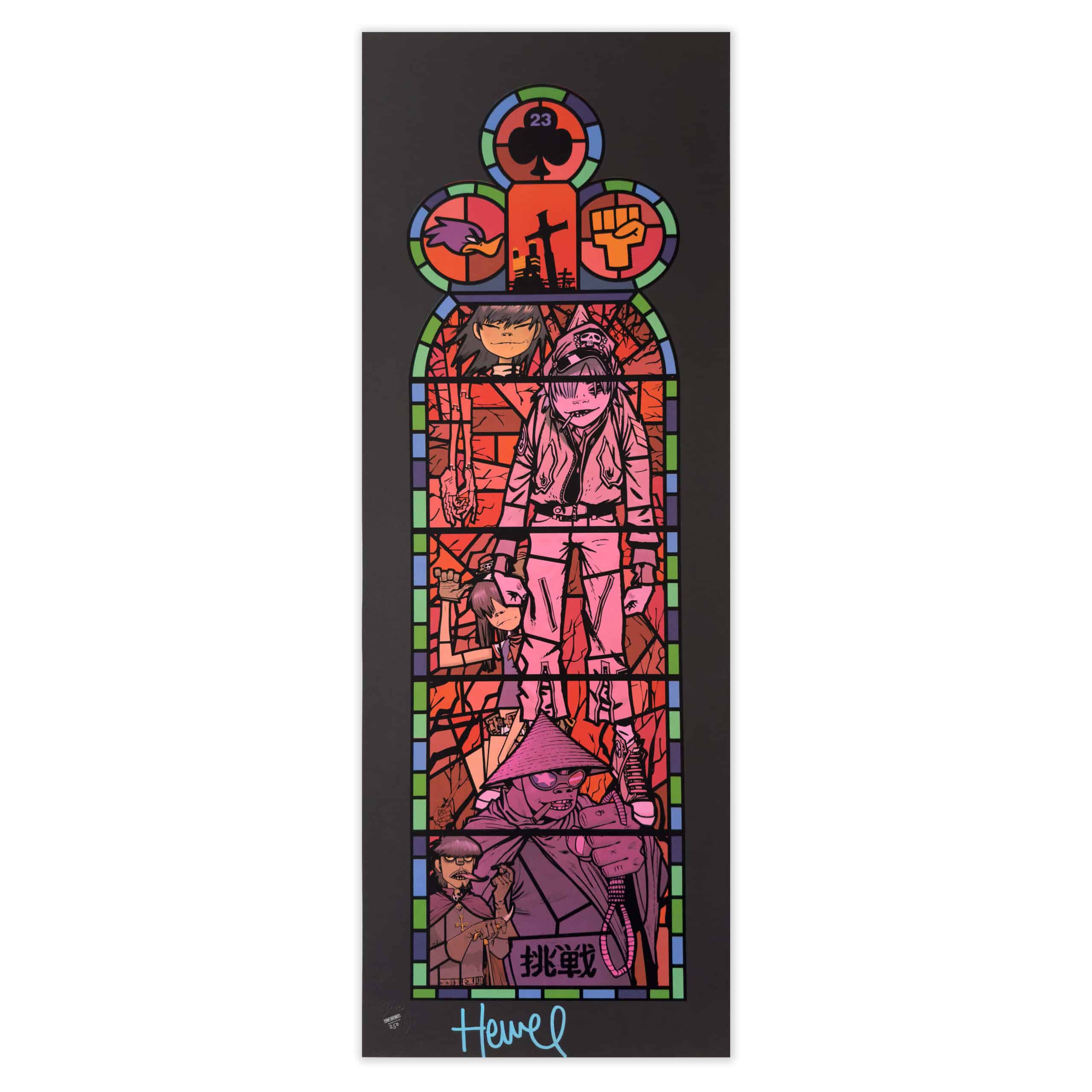 jamie-hewlett-gorillaz-demon-days-stained-glass-signed-print-medium-window-left jamie-hewlett-gorillaz-demon-days-stained-glass-signed-print-medium-window-left