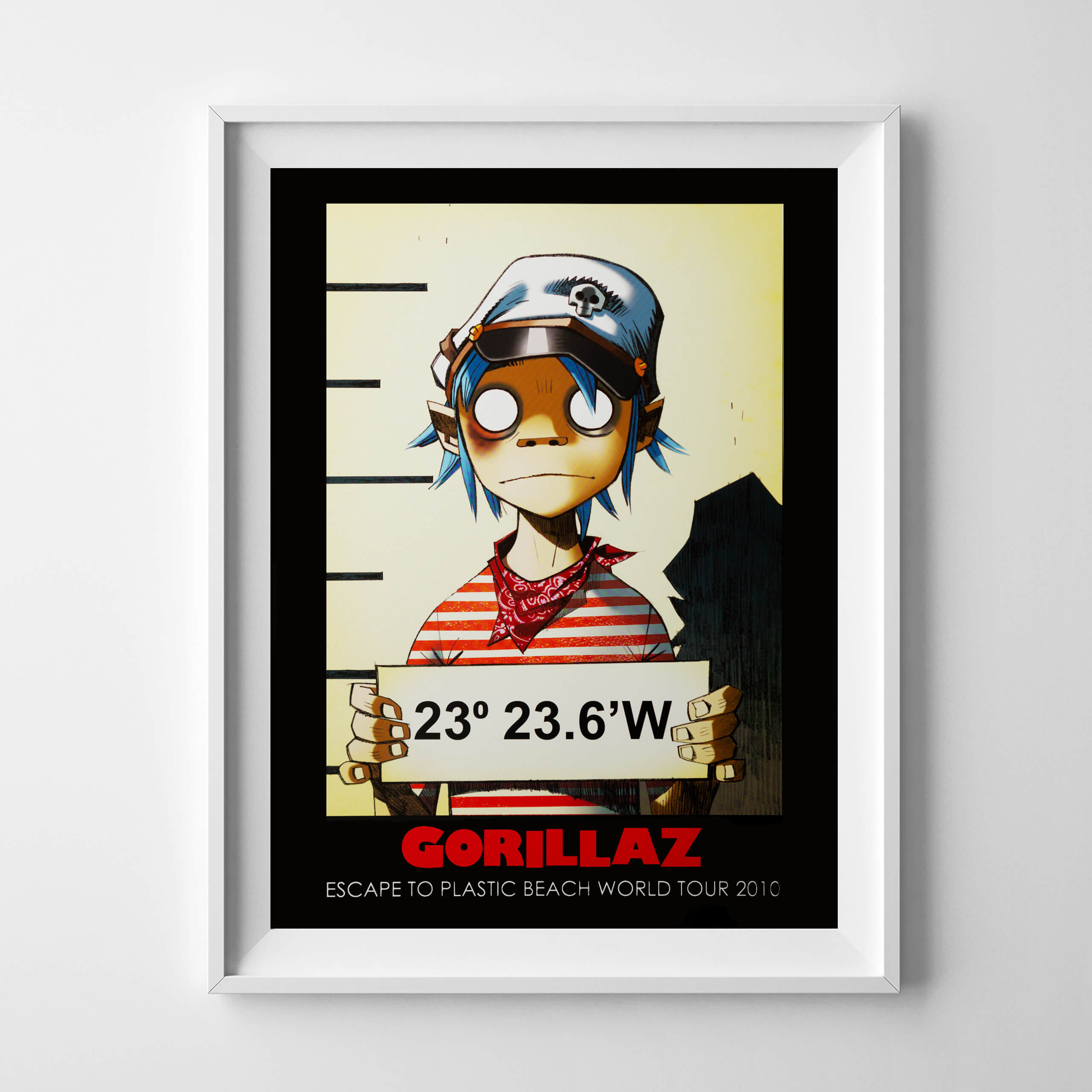 jamie-hewlett-gorillaz-plastic-beach-world-tour-mugshot-poster-2d-framed