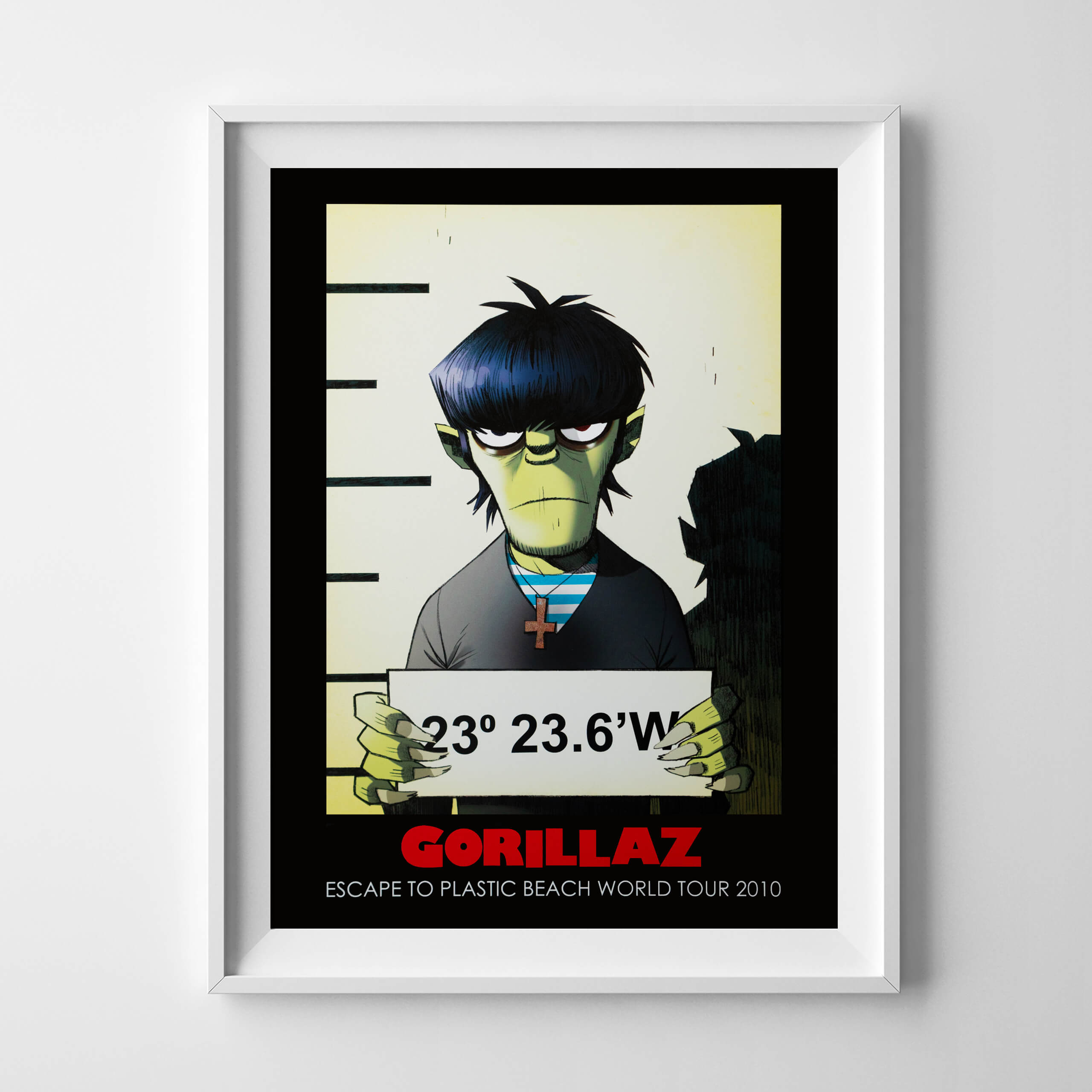 jamie-hewlett-gorillaz-plastic-beach-world-tour-mugshot-poster-murdoc-framed