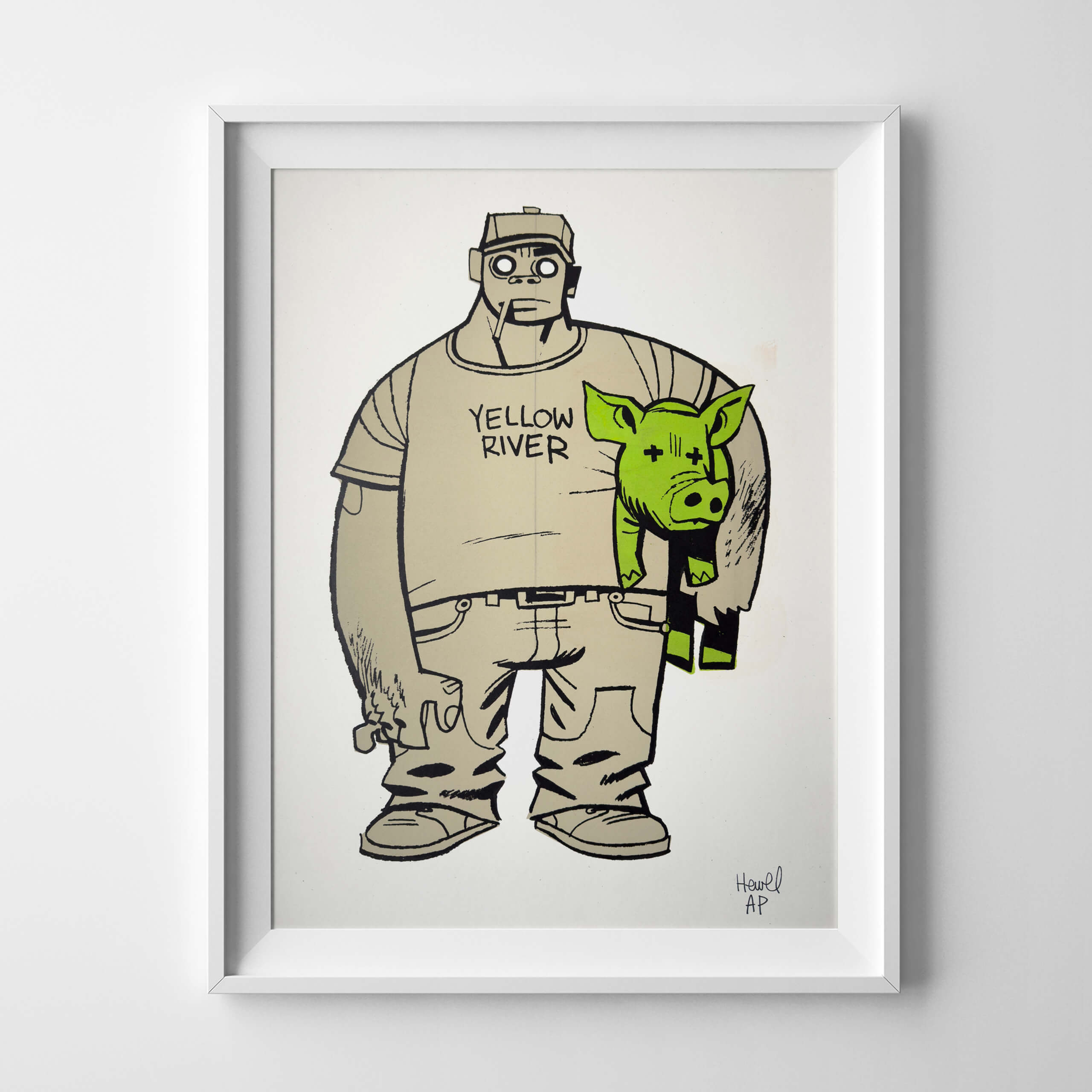 jamie-hewlett-gorillaz-russel-hobbs-green-signed-artist-proof-framed