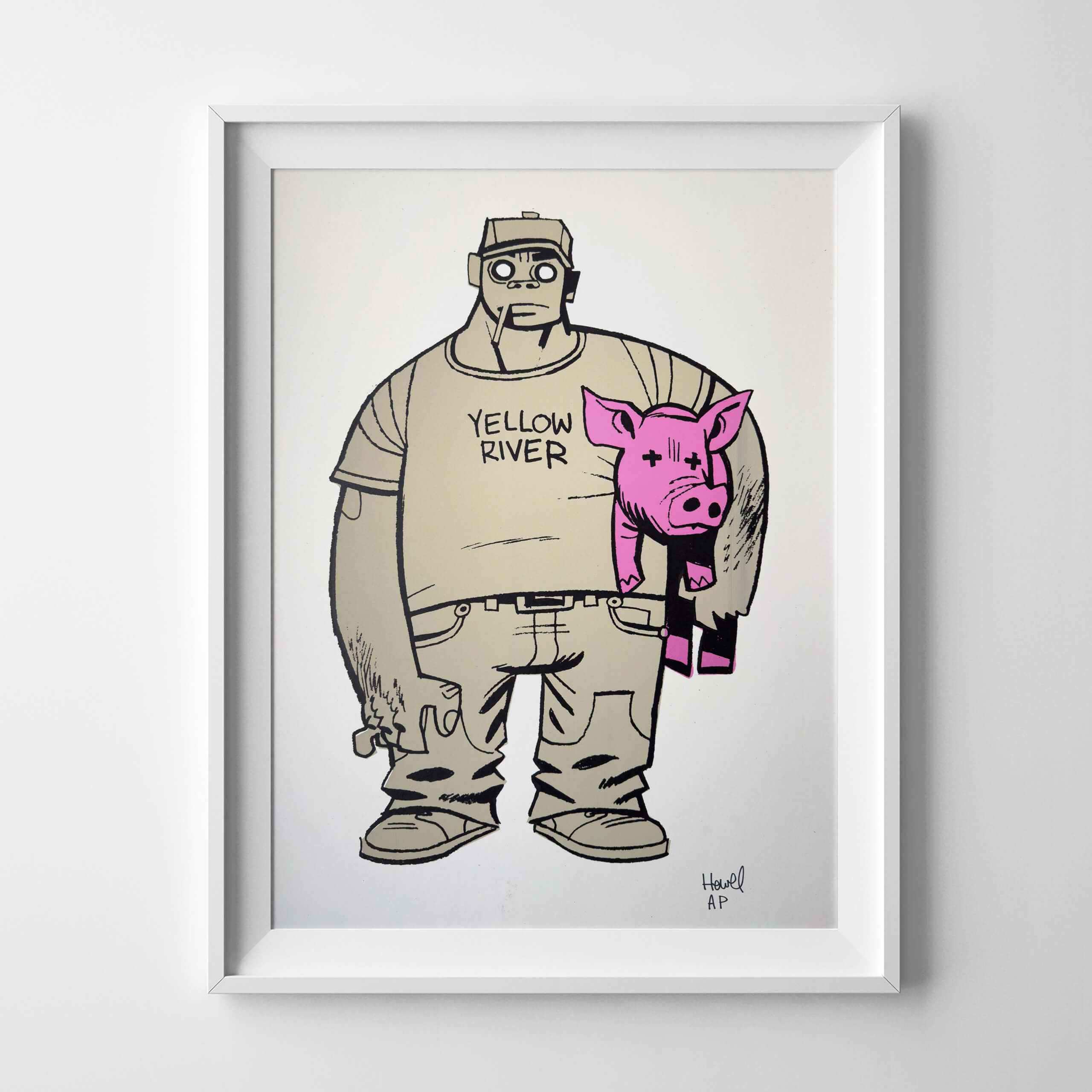 jamie-hewlett-gorillaz-russel-hobbs-pink-signed-artist-proof-framed