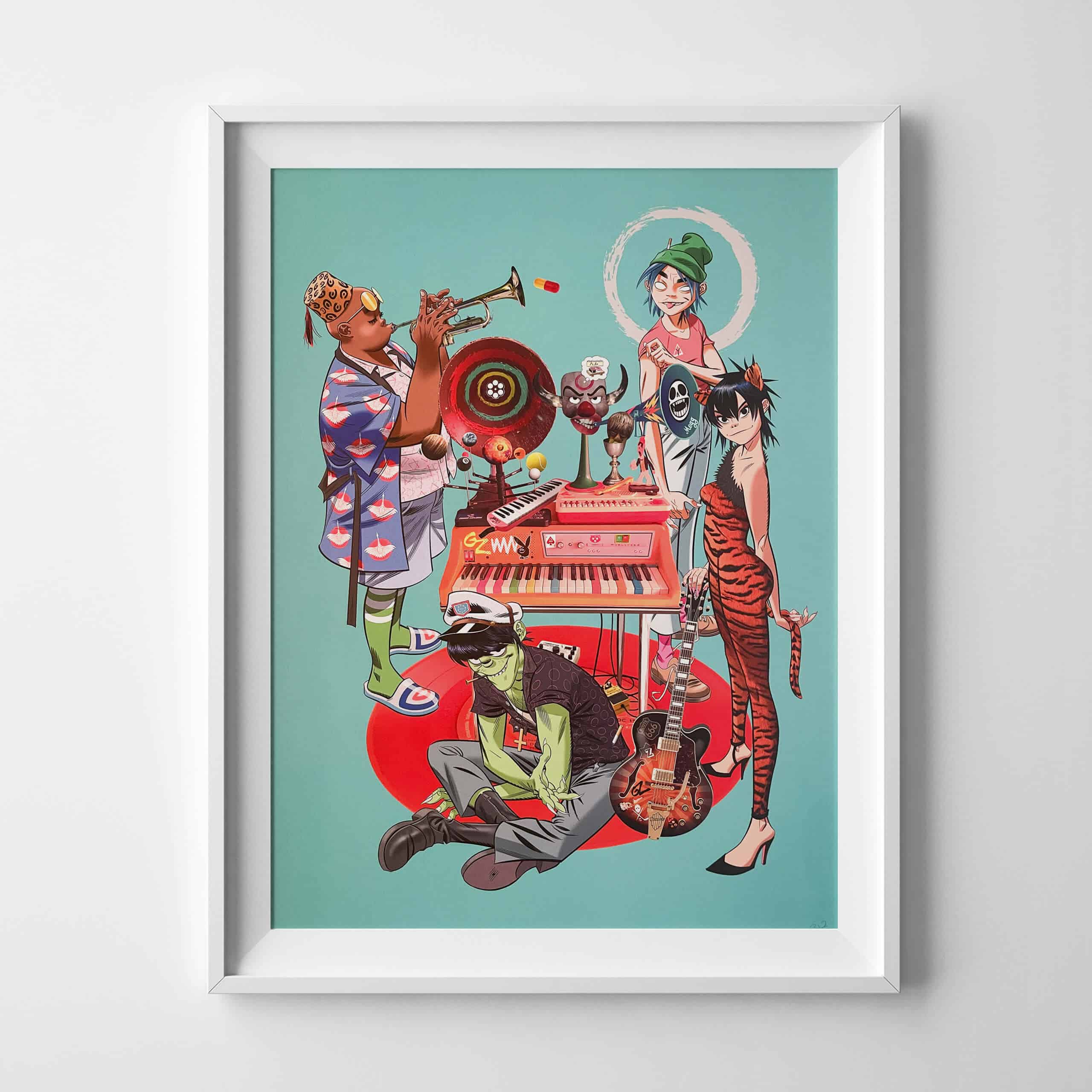 jamie-hewlett-gorillaz-song-machine-1-limited-edition-print-framed