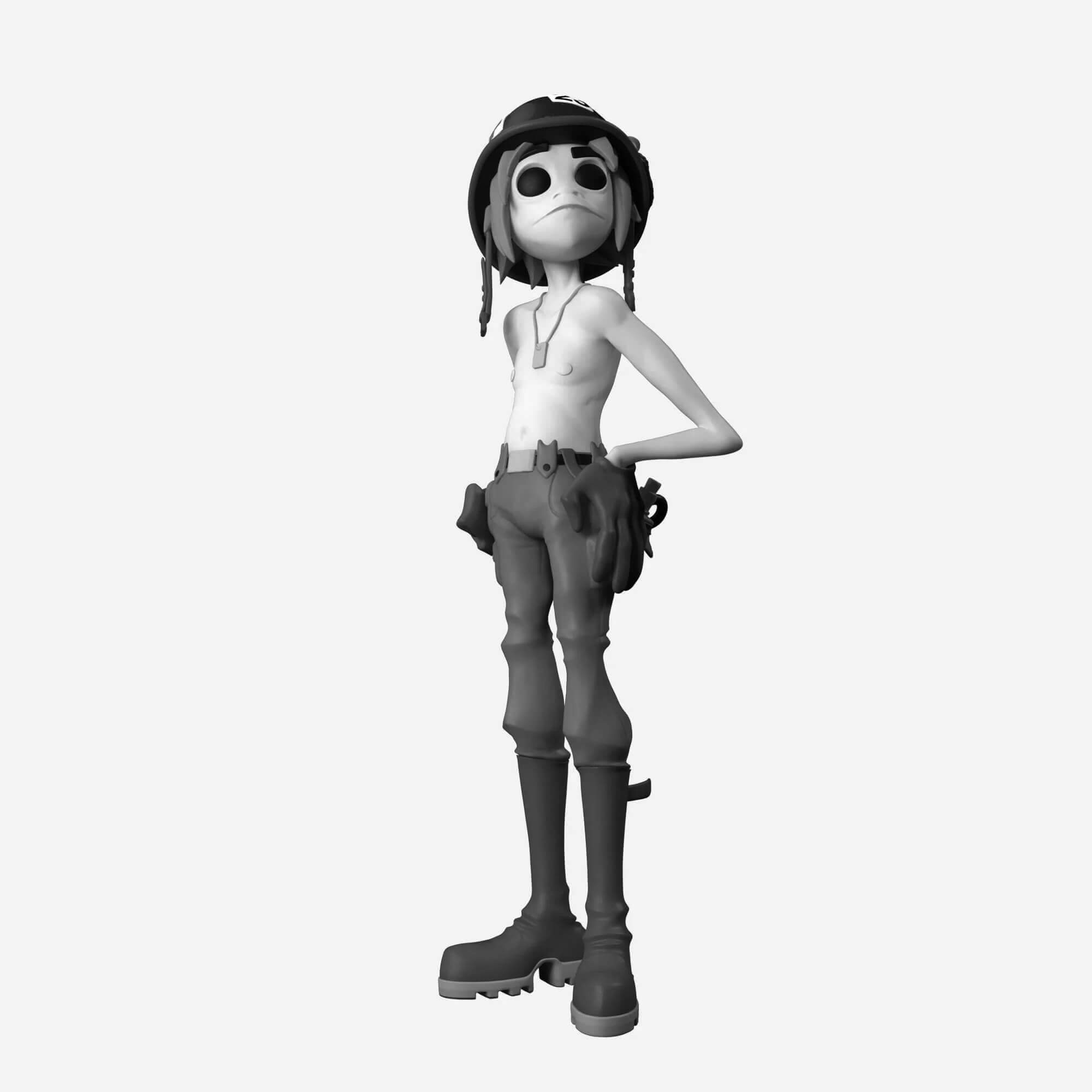jamie-hewlett-gorillaz-superplastic-mini-series-2d-dirty-harry-greyscale jamie-hewlett-gorillaz-superplastic-mini-series-2d-dirty-harry-greyscale