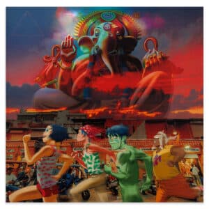 jamie-hewlett-gorillaz-the-mountain-print-ganesha-on-the-roof