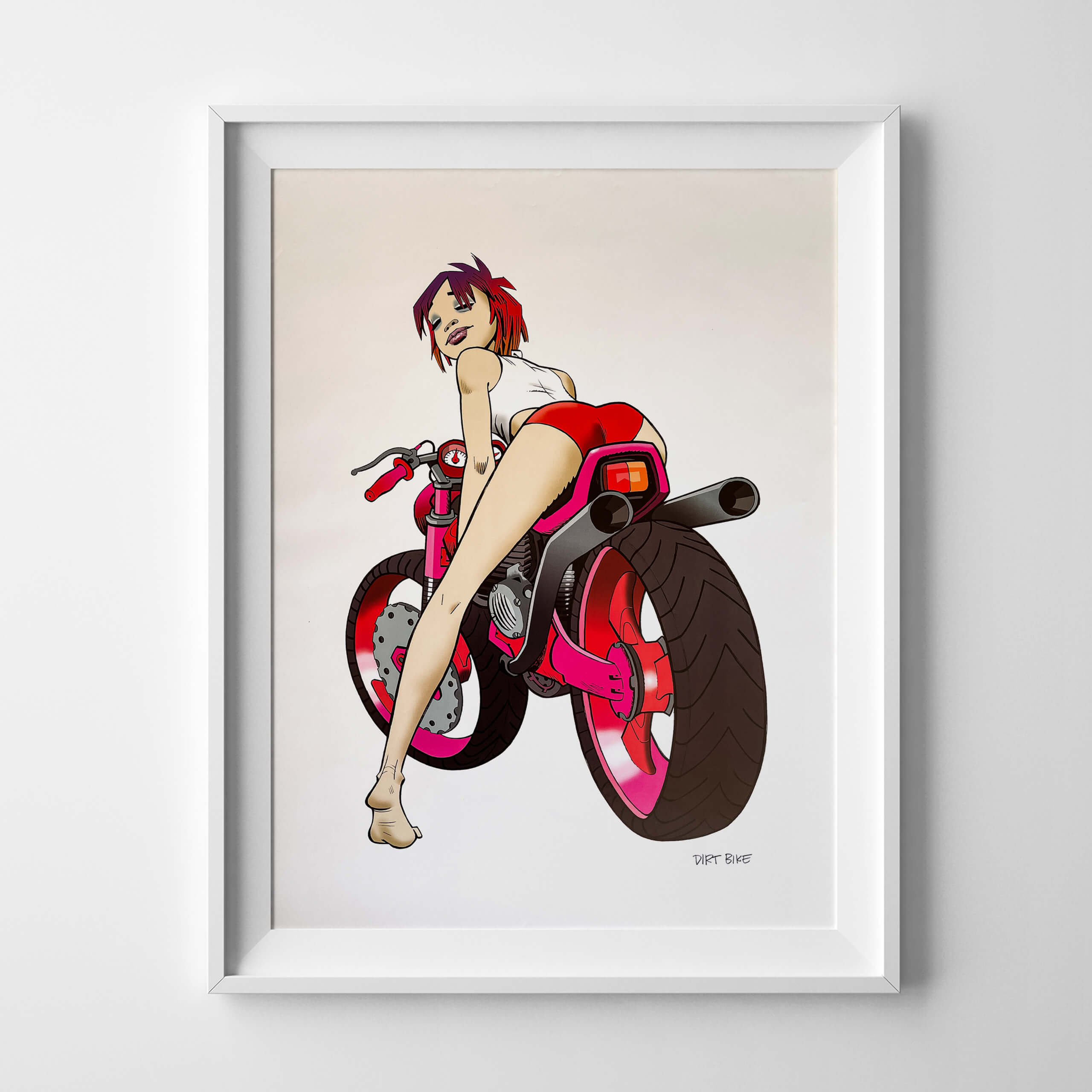 jamie-hewlett-pictures-on-walls-dirt-bike-poster-print-framed