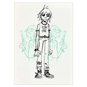 jamie-hewlett–gorillaz–limited-edition-print–2d-born-to-die–black-aqua-marine–artist-proof