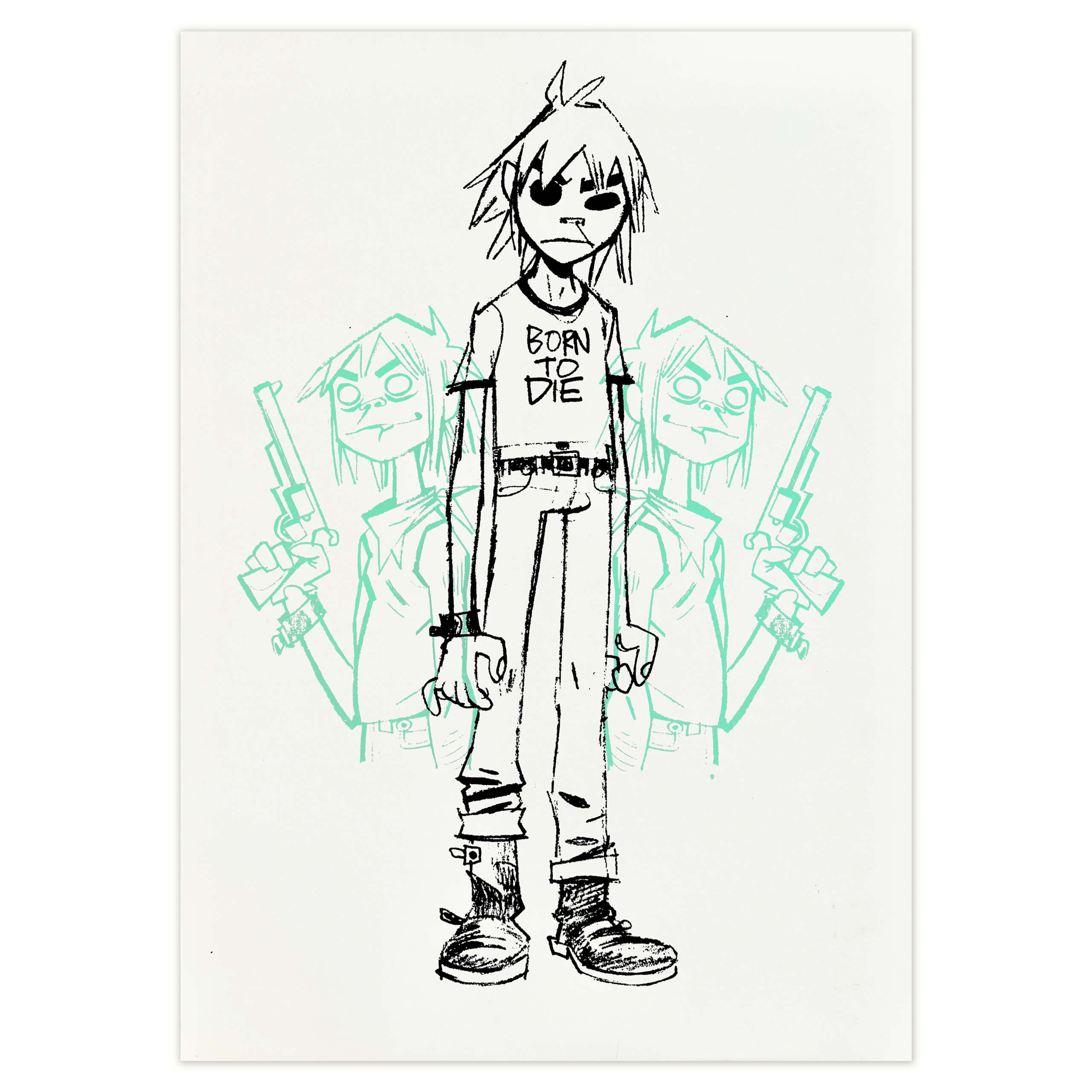 jamie-hewlett–gorillaz–limited-edition-print–2d-born-to-die–black-aqua-marine–artist-proof jamie-hewlett–gorillaz–limited-edition-print–2d-born-to-die–black-aqua-marine–artist-proof