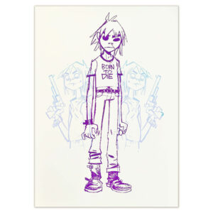 jamie-hewlett–gorillaz–limited-edition-print–2d-born-to-die–purple-light-blue–artist-proof