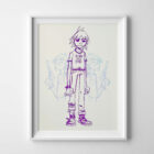 jamie-hewlett–gorillaz–limited-edition-print–2d-born-to-die–purple-light-blue–artist-proof-framed