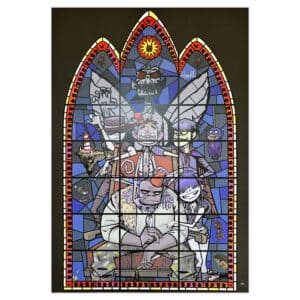 jamiehewlett–gorillaz–stained-glass-window–5-prints–matching-edition-full-set–signed-large-centre